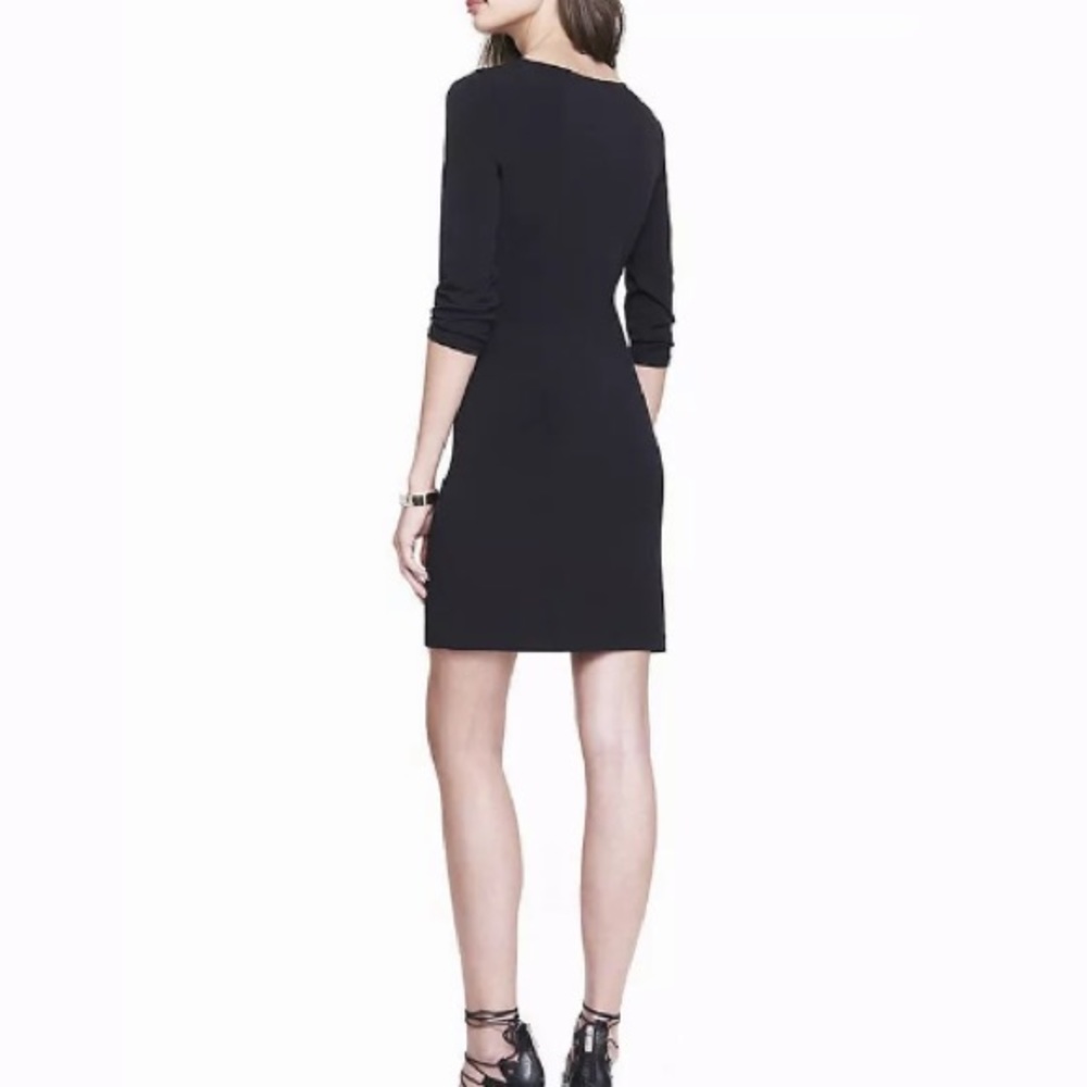 NWT EXPRESS BLACK ZIP FRONT WRAP DRESS 3/4 SLEEVE - Picture 2 of 2